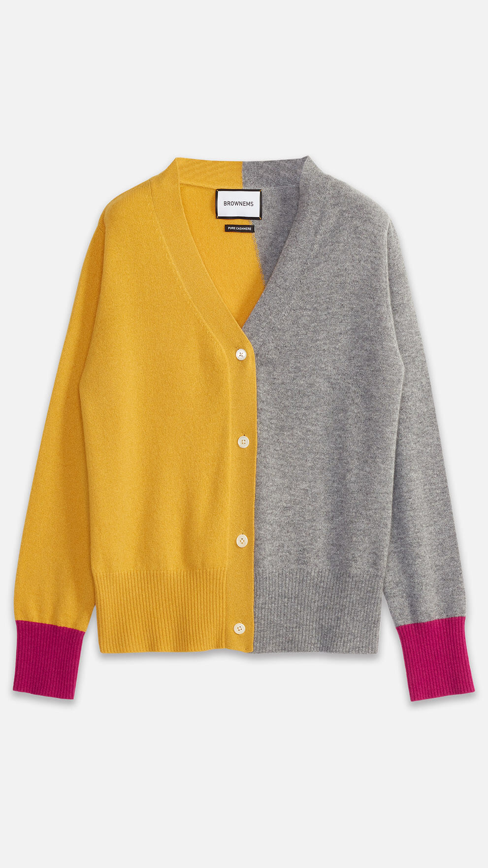 Camelia Colour Block Cashmere V Neck Cardigan