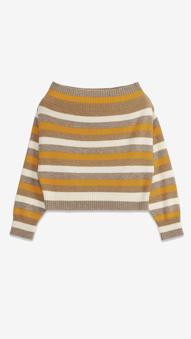 Sanaz Off The Shoulder Striped Sweater
