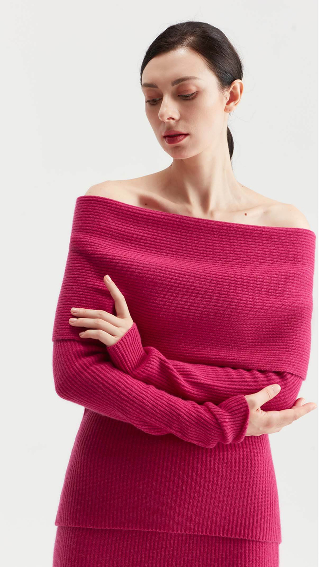 Saniya Off The Shoulder Fold-over Sweater