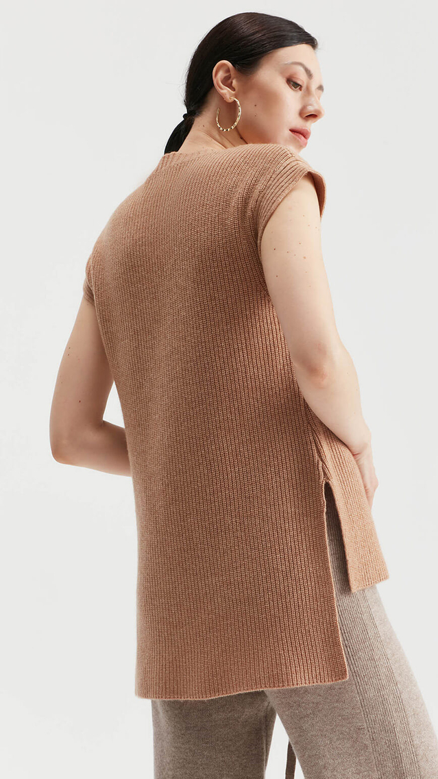 Vanessa Side Slit Wool and Cashmere Vest