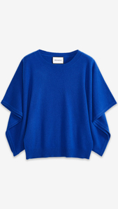 Sapphire Draped-sleeve Cashmere Sweater 