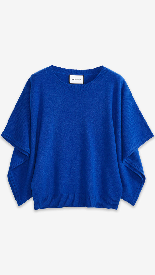 Sapphire Draped-sleeve Cashmere Sweater 