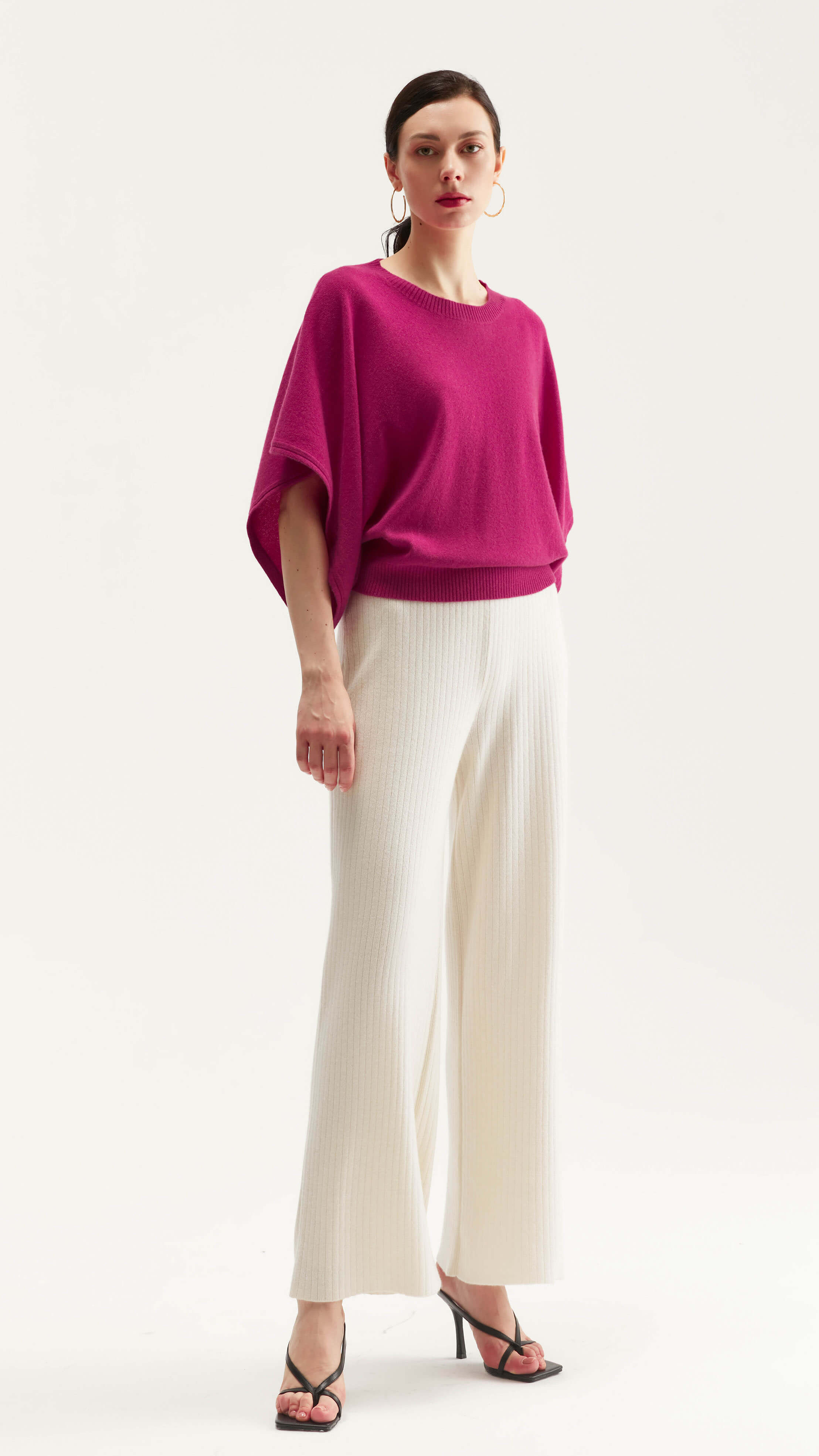 Sapphire Draped-sleeve Cashmere Sweater 