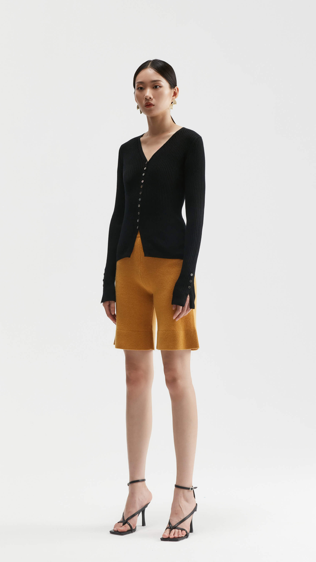 Cara Button Front Wool And Cashmere Cardigan