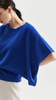 Sapphire Draped-sleeve Cashmere Sweater 