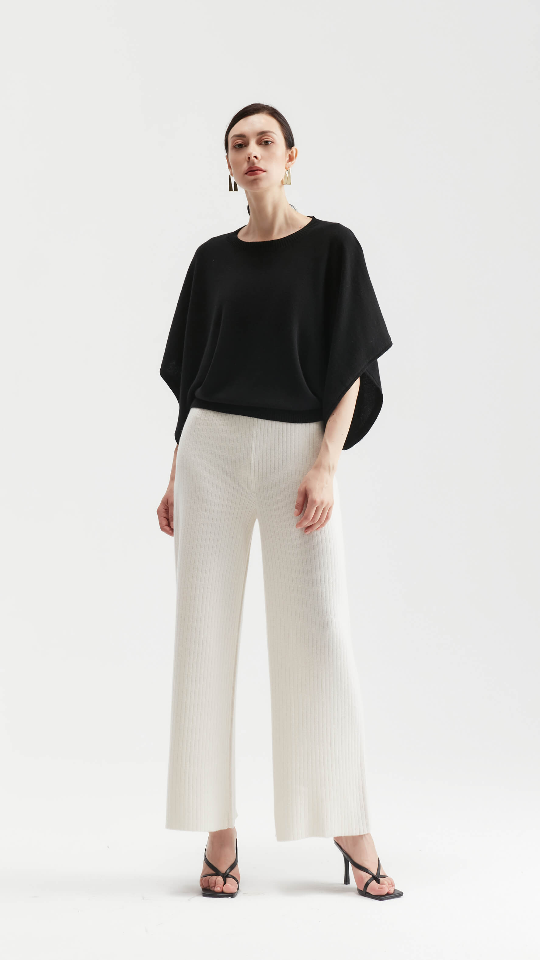Sapphire Draped-sleeve Cashmere Sweater 