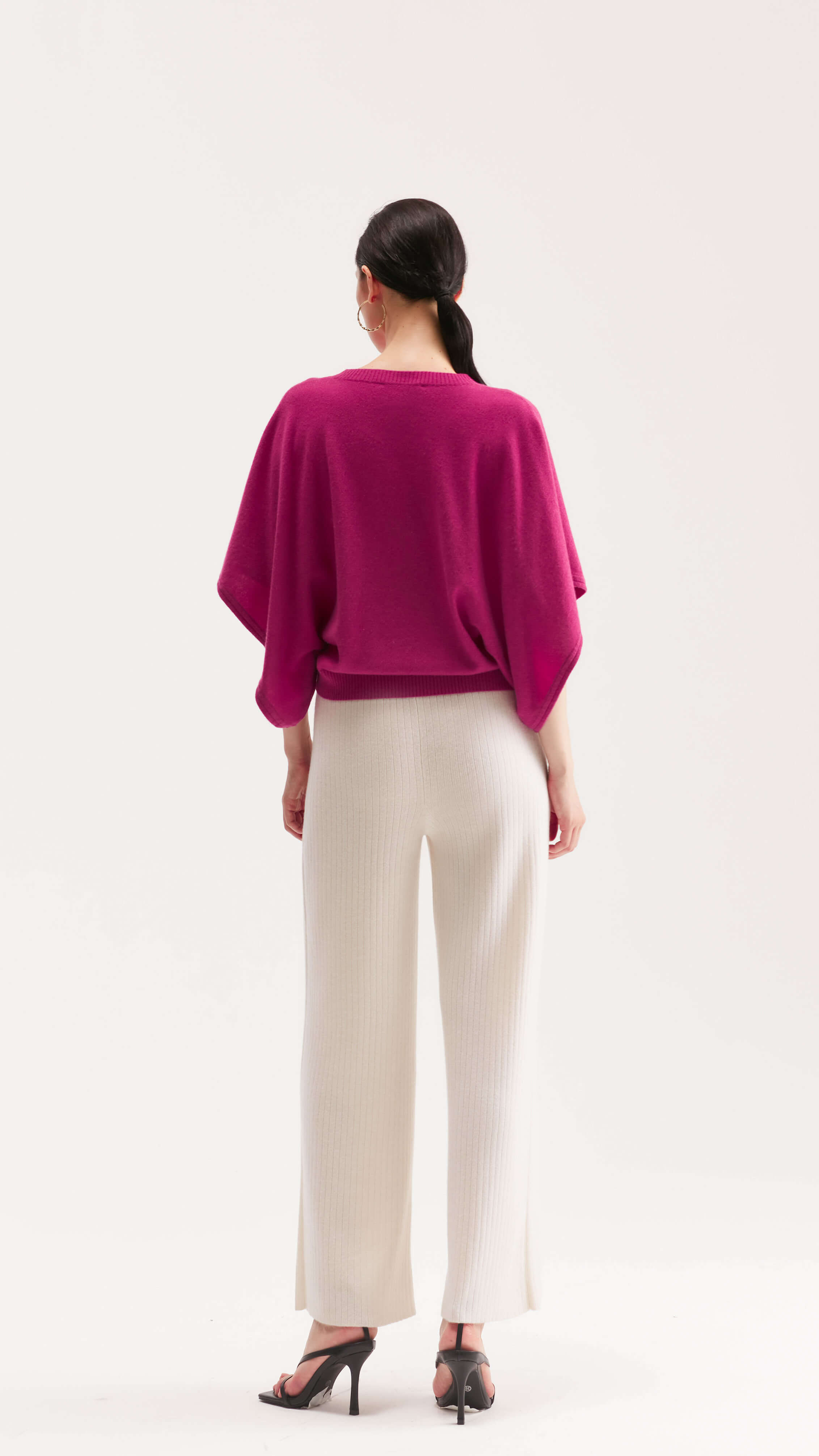 Sapphire Draped-sleeve Cashmere Sweater 
