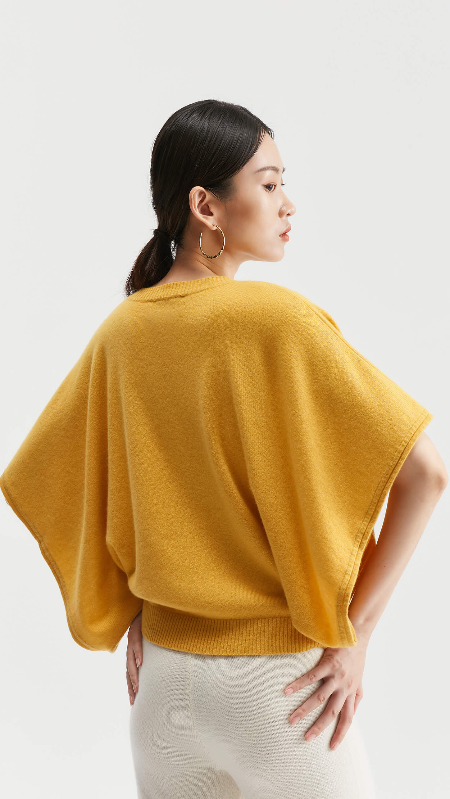 Sapphire Draped-sleeve Cashmere Sweater 
