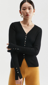 Cara Button Front Wool And Cashmere Cardigan