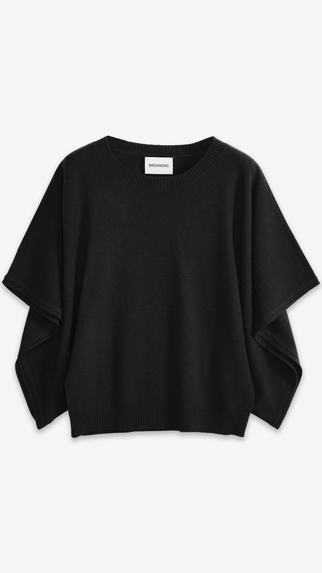 Sapphire Draped-sleeve Cashmere Sweater 