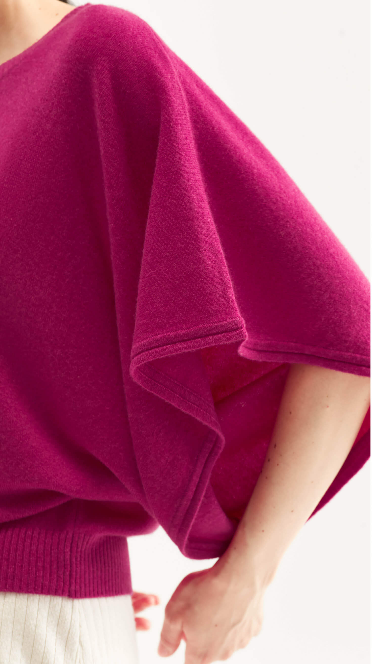 Sapphire Draped-sleeve Cashmere Sweater 