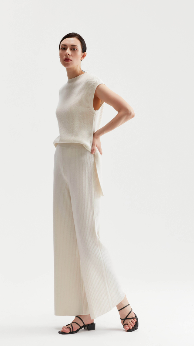 Penny Ribbed Knit Cashmere Pants