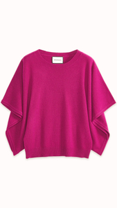 Sapphire Draped-sleeve Cashmere Sweater 