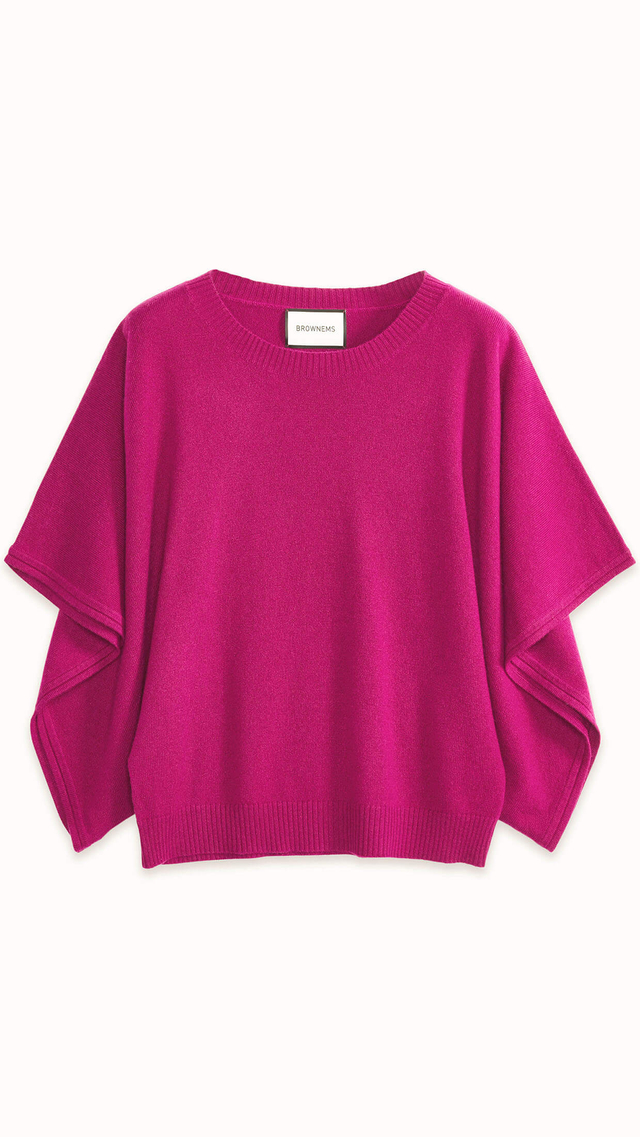 Sapphire Draped-sleeve Cashmere Sweater 