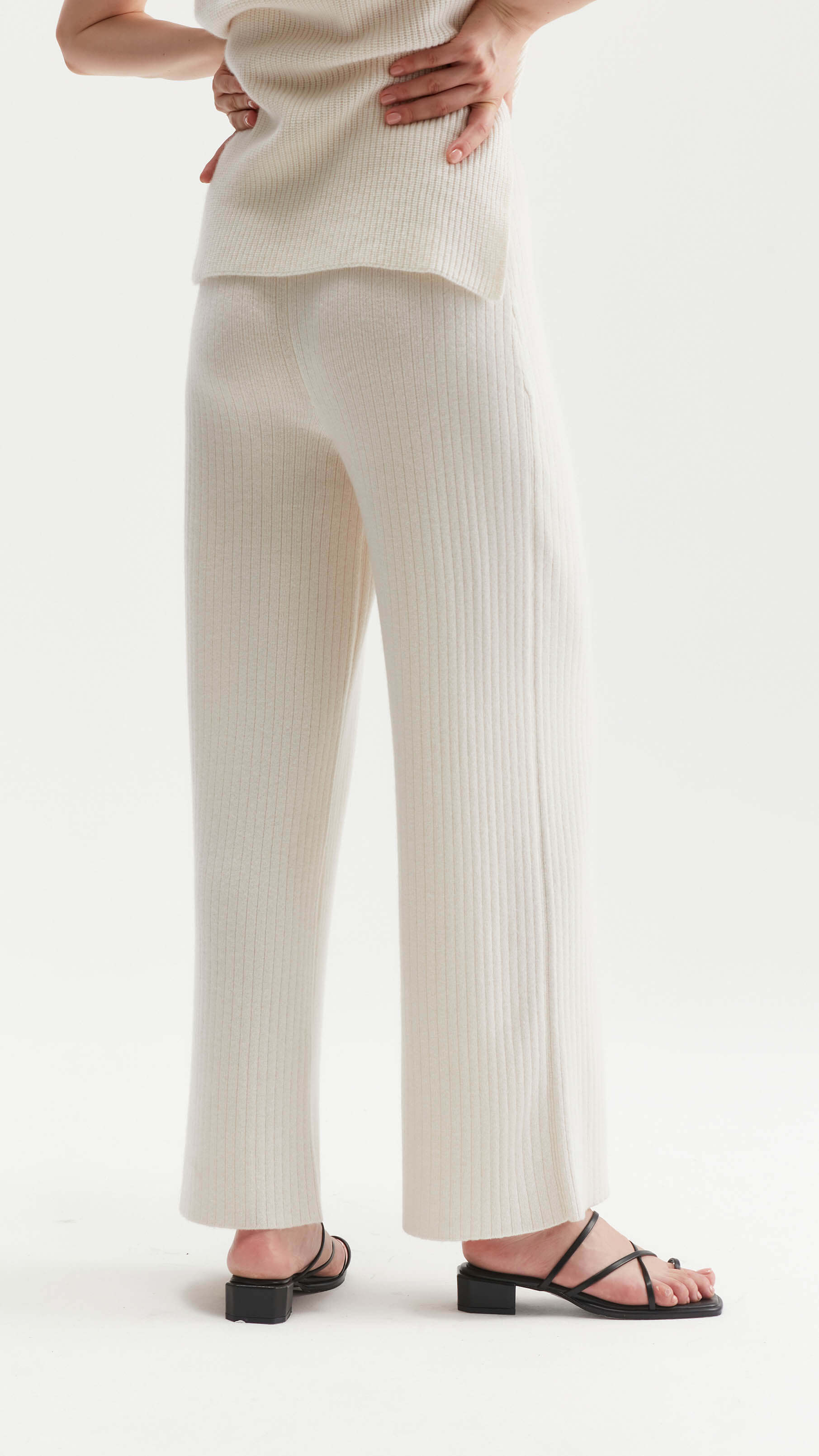 Penny Ribbed Knit Cashmere Pants