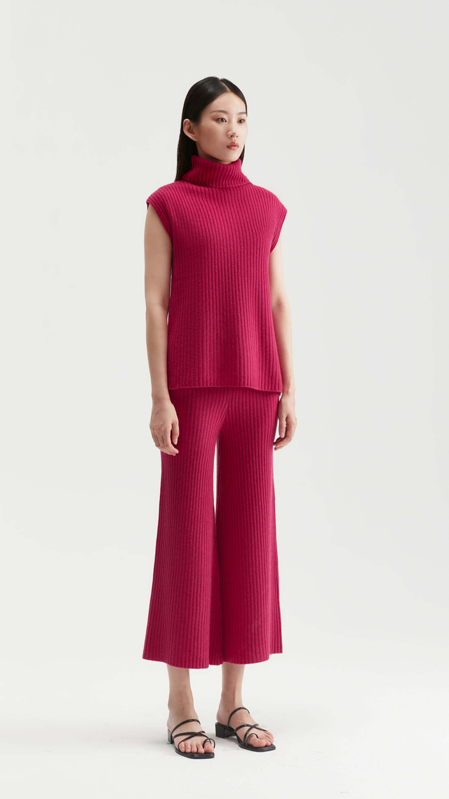 Paige Rib-knit Cropped Flare Pants