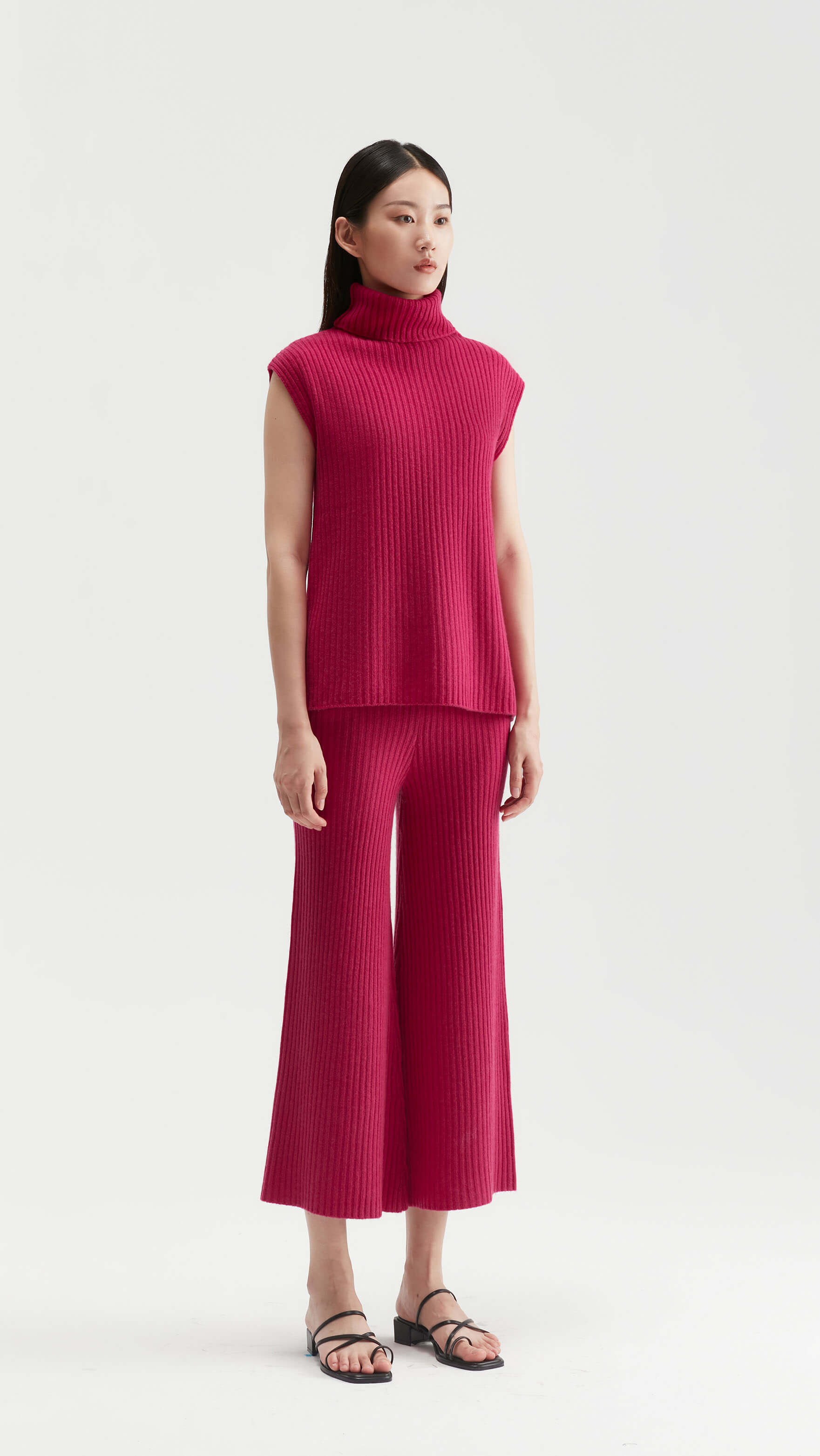 Paige Rib-knit Cropped Flare Pants