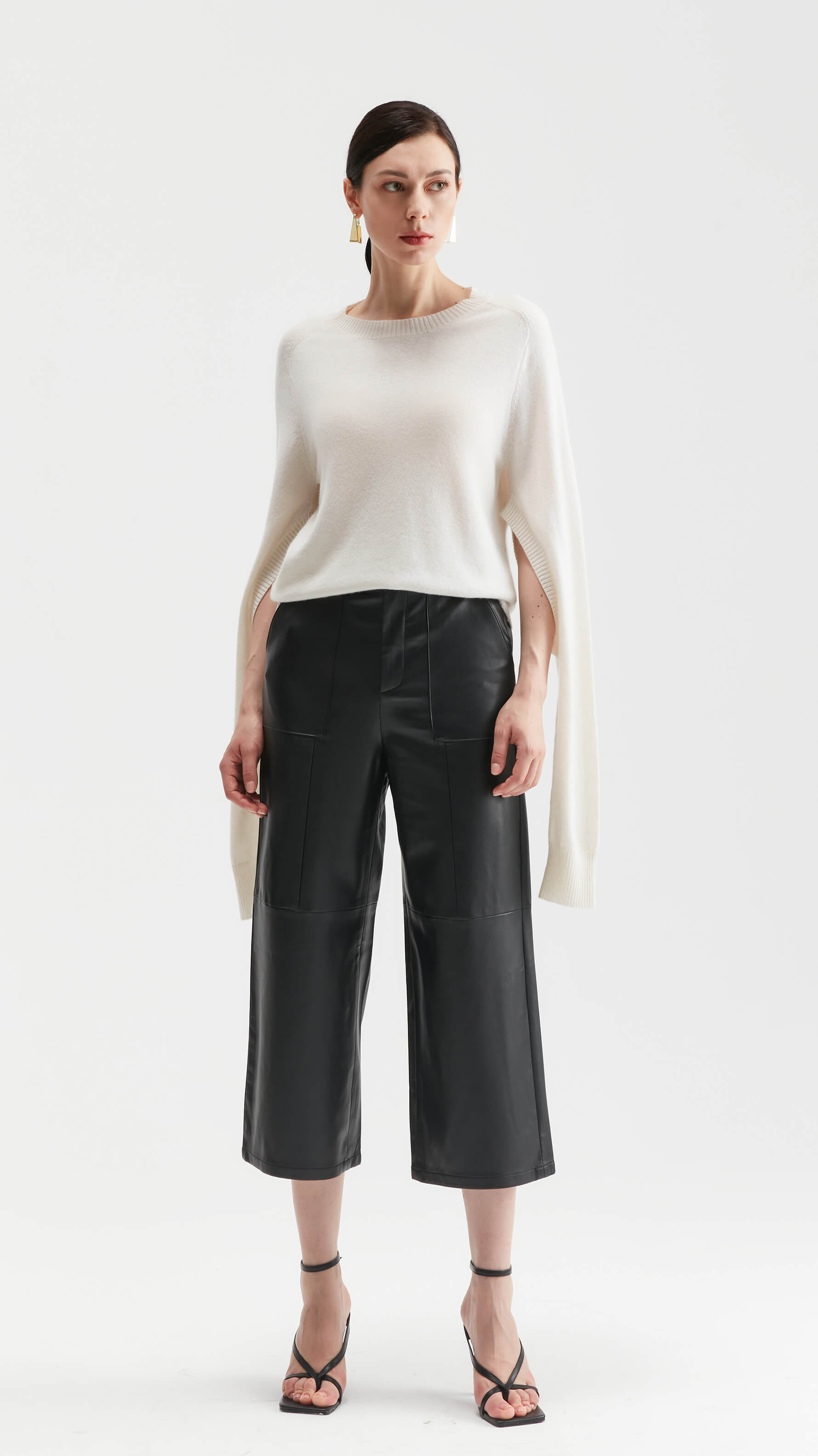 Samorn Slit Sleeves Cashmere Sweater 