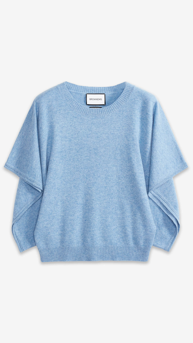 Sapphire Draped-sleeve Cashmere Sweater 