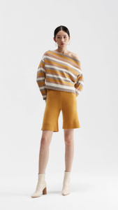 Sanaz Off The Shoulder Striped Sweater