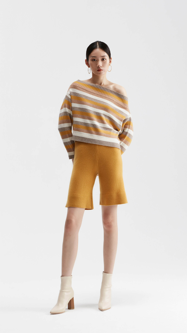 Sanaz Off The Shoulder Striped Sweater