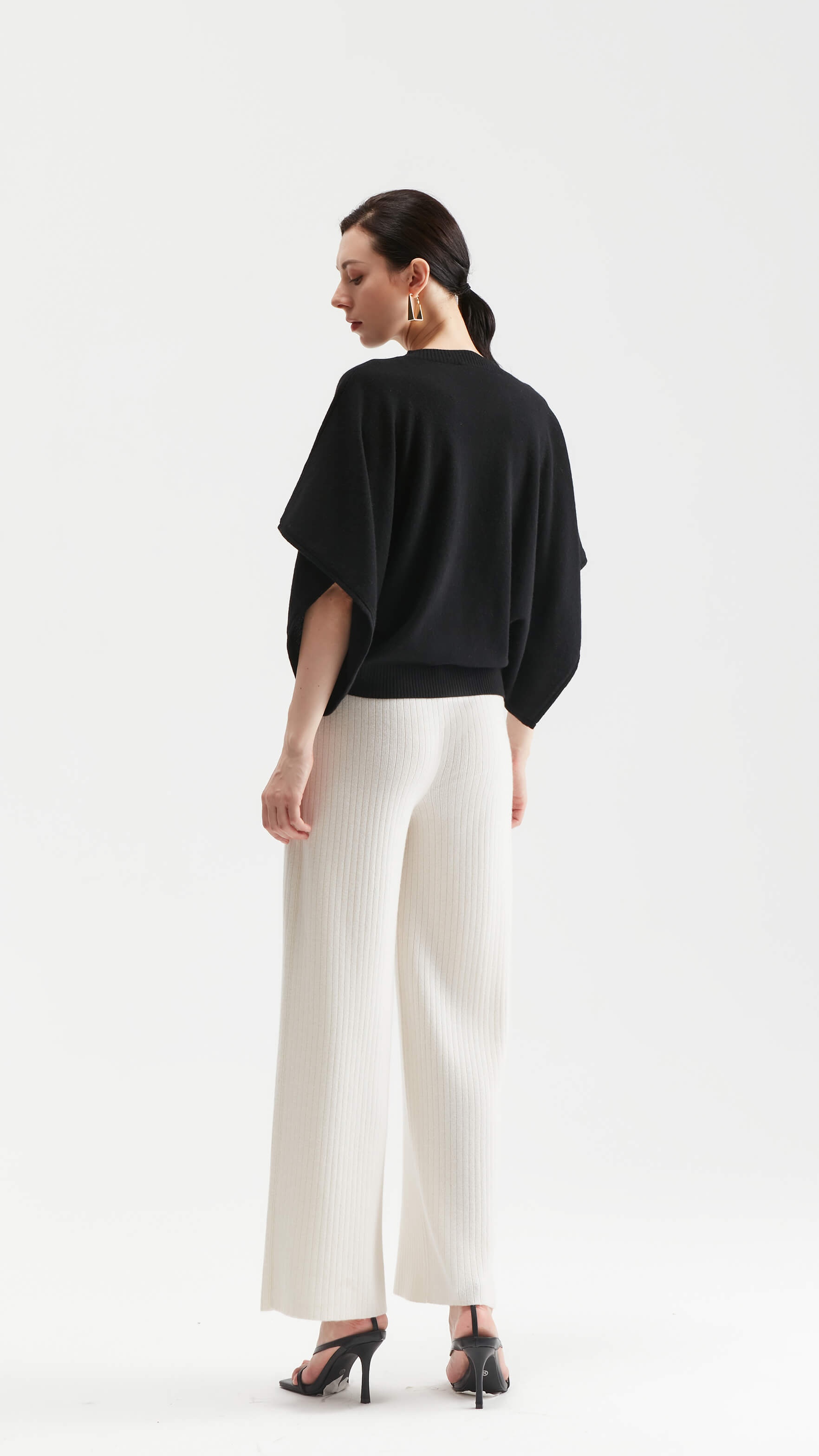 Sapphire Draped-sleeve Cashmere Sweater 