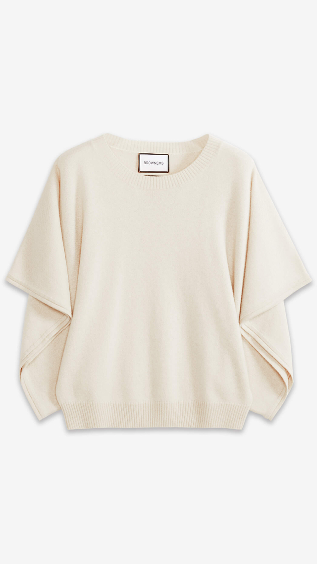 Sapphire Draped-sleeve Cashmere Sweater 