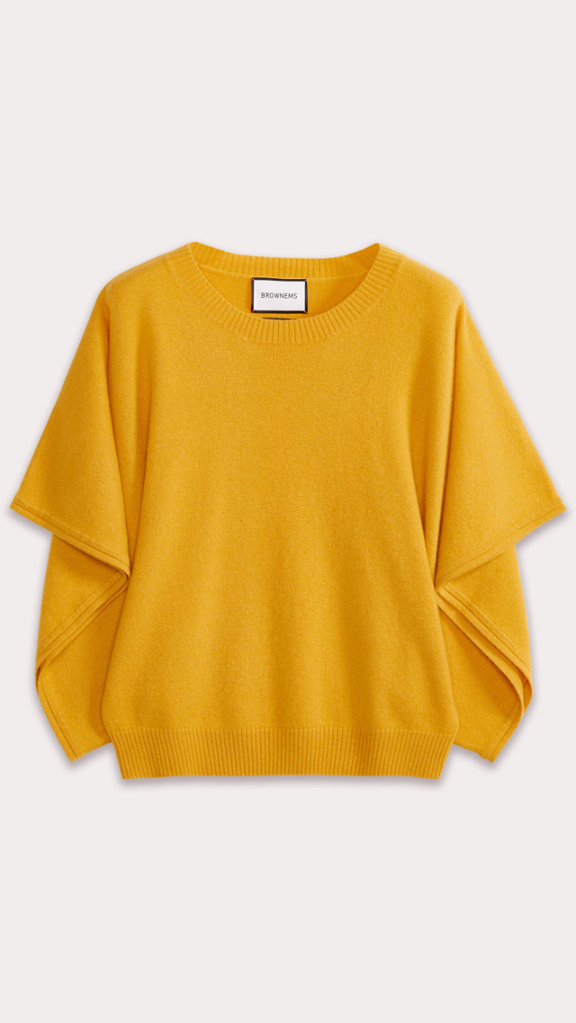Sapphire Draped-sleeve Cashmere Sweater 